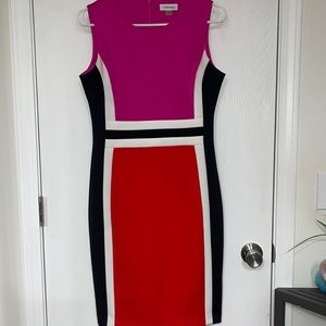 Calvin Klein Fuschia Colorblock Sheath Dress Size 6